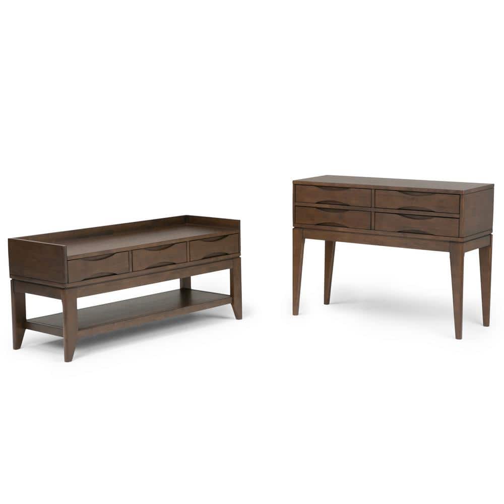 Harper 40" Walnut Brown Solid Wood Hallway Console Table with Storage