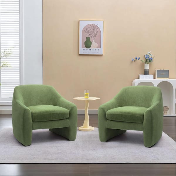 Uixe Modern Green Chenille Accent Arm Chair (Set of 2)