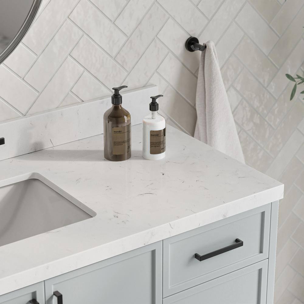 Kelly Gray 54" Single Sink Bathroom Vanity with Carrara Quartz Top