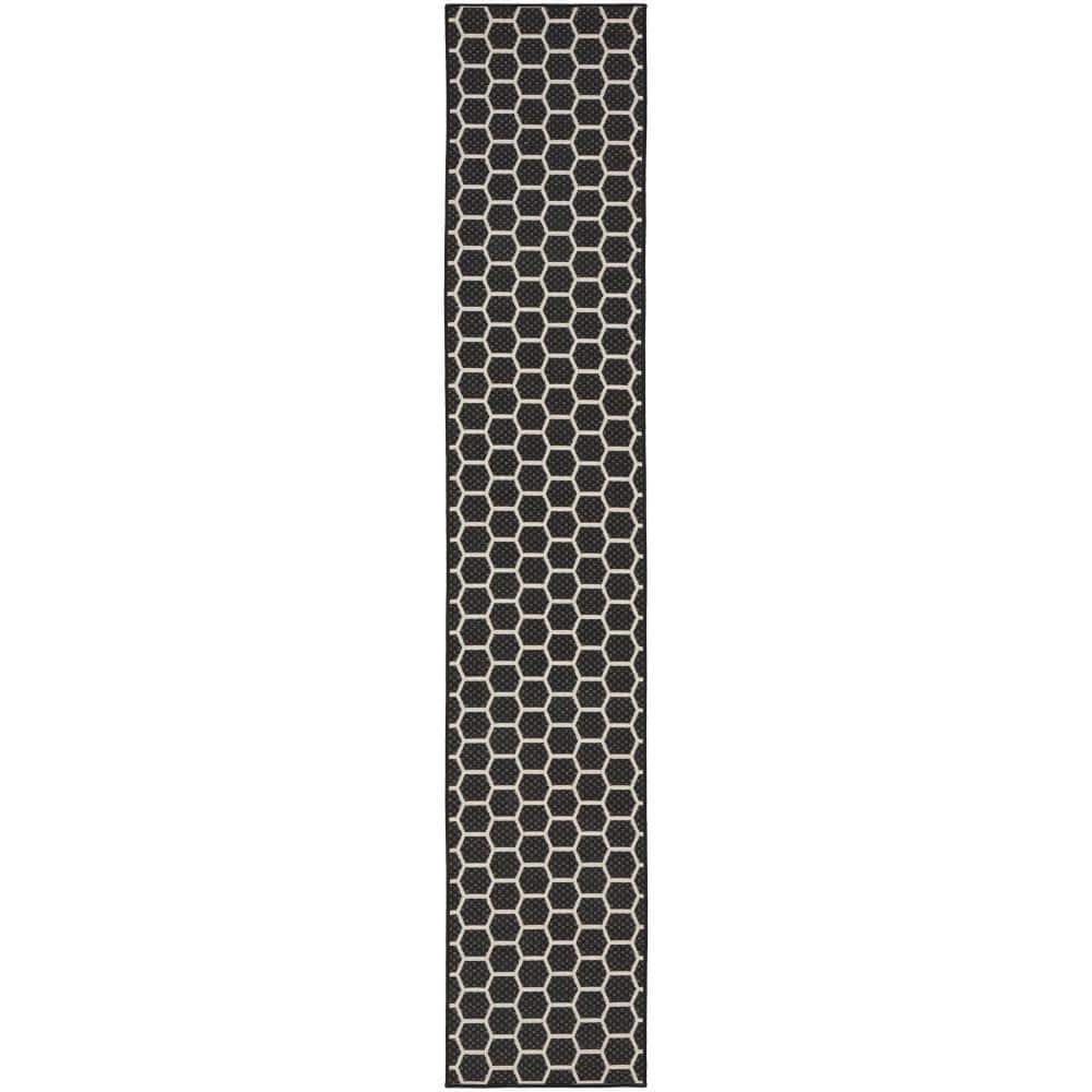 Reversible Indoor Outdoor Black 2 ft. x 10 ft. Honeycomb Contemporary Runner Area Rug price history on PriceWatchPro