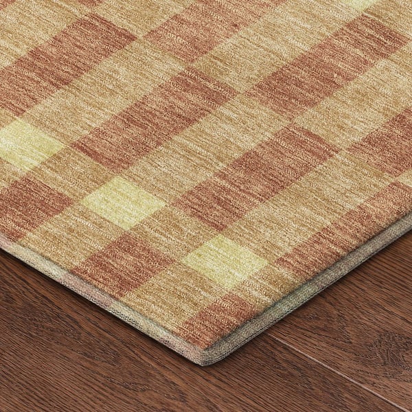 Mayfield Premium Machine Washable Abstract AMF2547 Gold 2 ft. x 3 ft. Accent Rug