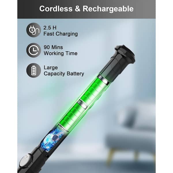 Electric Spin Scrubber, IPX5 Waterproof, 5-Replaceable Brush Heads, Adjustable Extension Handle, Sweeper