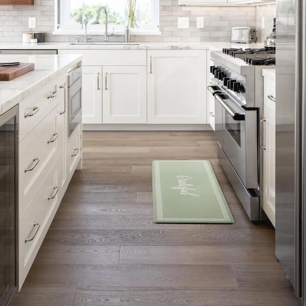 Bloomfield Grateful Border 18 in. x 48 in. Green Indoor Comfort Kitchen Mat