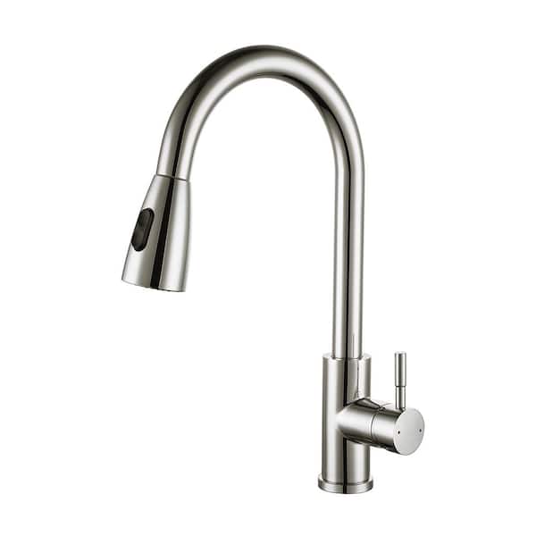 Maincraft Stainless Steel Single-Handle Pull Down Sprayer Kitchen Faucet in Brushed Nickel