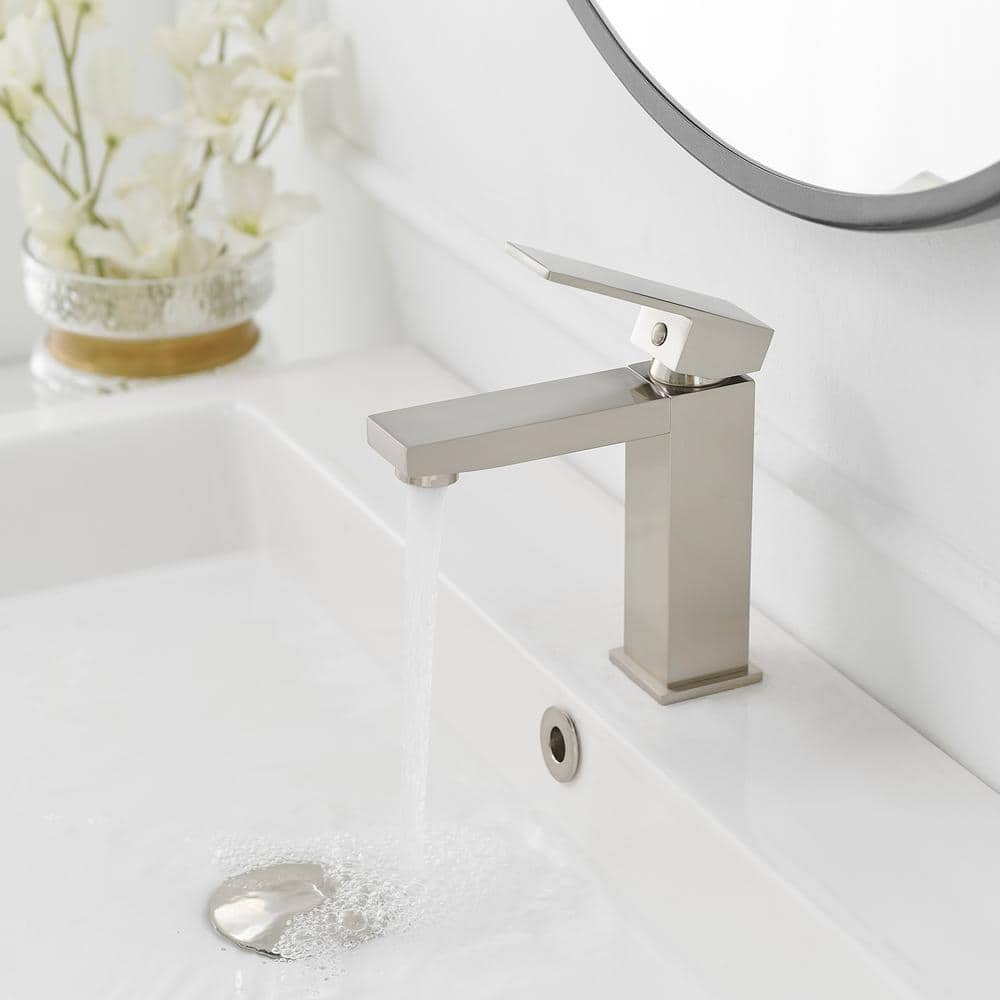Brushed Nickel Single Handle Modern Bathroom Faucet