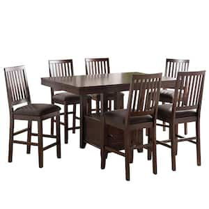 Yorktown 7-Piece Espresso Counter Storage Dining Set