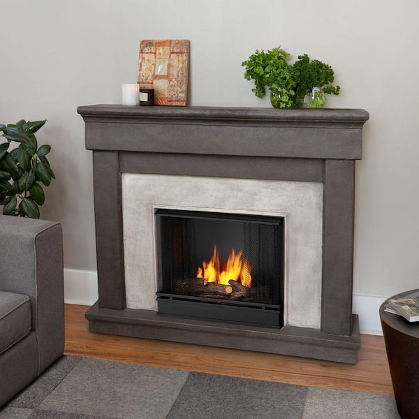 Real Flame Cascade 50 in. Cast Ventless Gel Fuel Fireplace in Dune Stone