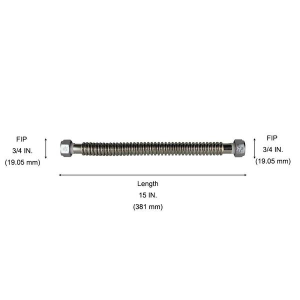 SPS Flexible Water Connector Hose – 3/4 PF X 3/4 FIP, 18" Length (220-03)