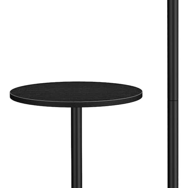 66 in. Black Remote Control U-Shaped Side Table Standard Floor Lamp with 12W LED 3-Color Temp Rotatable Shade