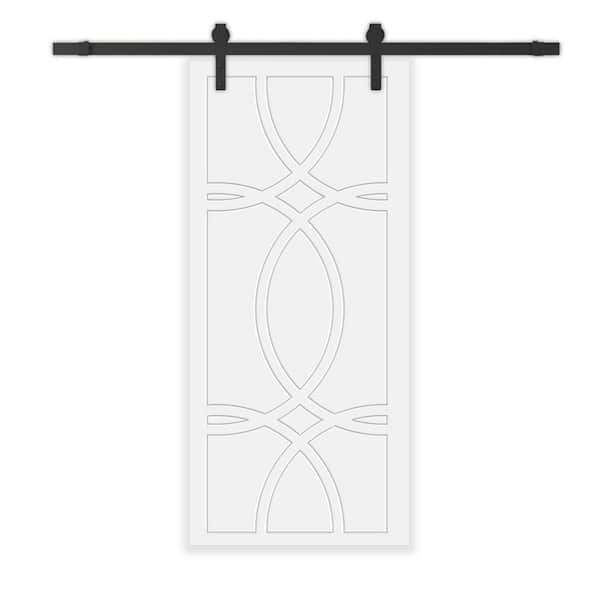 CALHOME 42 in. x 96 in. White Painted Composite MDF Sliding Barn Door with Hardware Kit