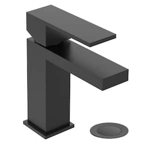 Duro Single-Handle Single-Hole Bathroom Faucet with Push Pop Drain in Matte Black (1.0 GPM)