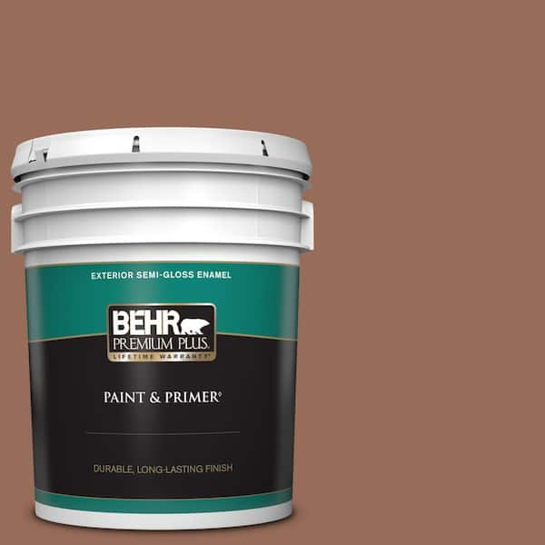 BEHR PREMIUM PLUS 5 gal. #S200-6 Timeless Copper Semi-Gloss Enamel Exterior Paint & Primer