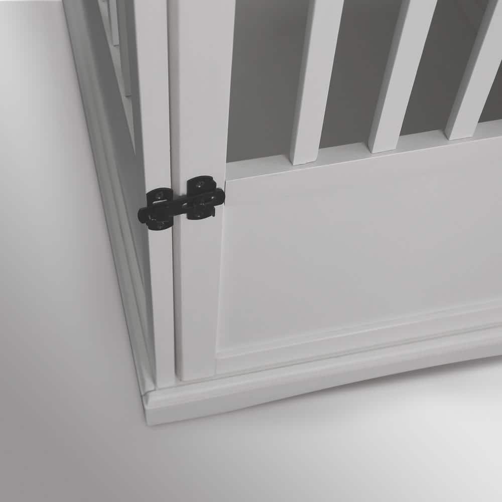 White Solid Wood Pet Crate End Table with Lockable Gate