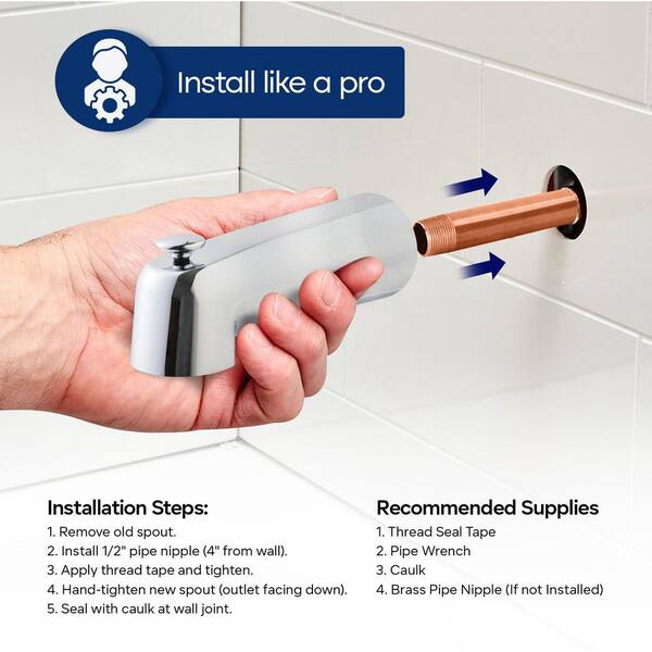 PLUMBFLEX Tub Spout 1/2 in. FIP Nose Thread 7 in. Bathtub Faucet
