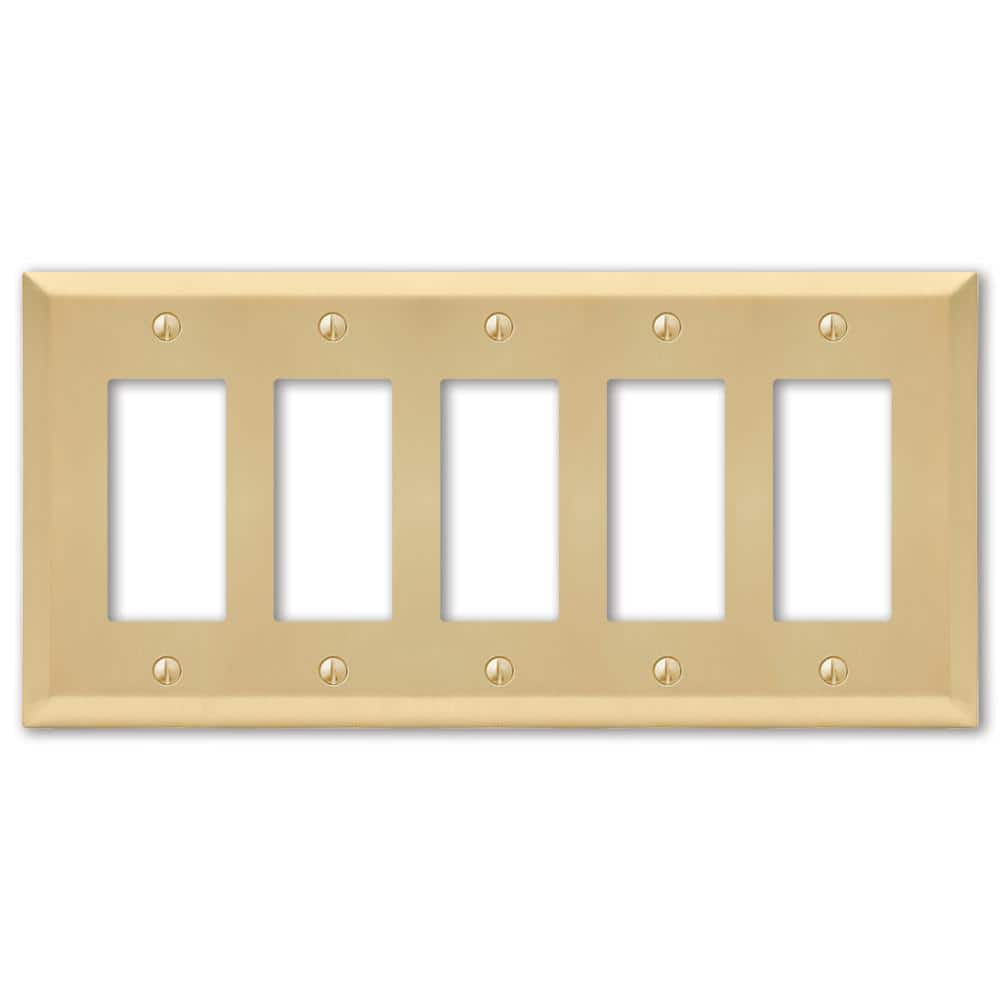 Satin Brass 5-Gang Steel Rocker Wall Plate