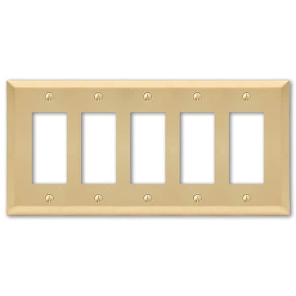 Metallic 5 Gang Rocker Steel Wall Plate - Satin Brass