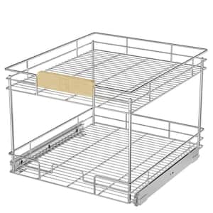 HOMLUX 2-Tier 20 in. W x 21 in. D Silver Metal Individual Pull Out Cabinet  Organizer 421202X-Double basket - The Home Depot