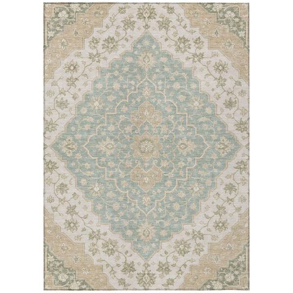 Chantille Machine Washable Indoor/Outdoor Abstract ACN3134 Seafoam 5 ft. x 7 ft. 6 in. Area Rug
