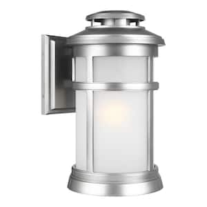 Newport 1-Light Painted Brushed Steel Finish Outdoor 15.875 in. Wall Lantern Sconce