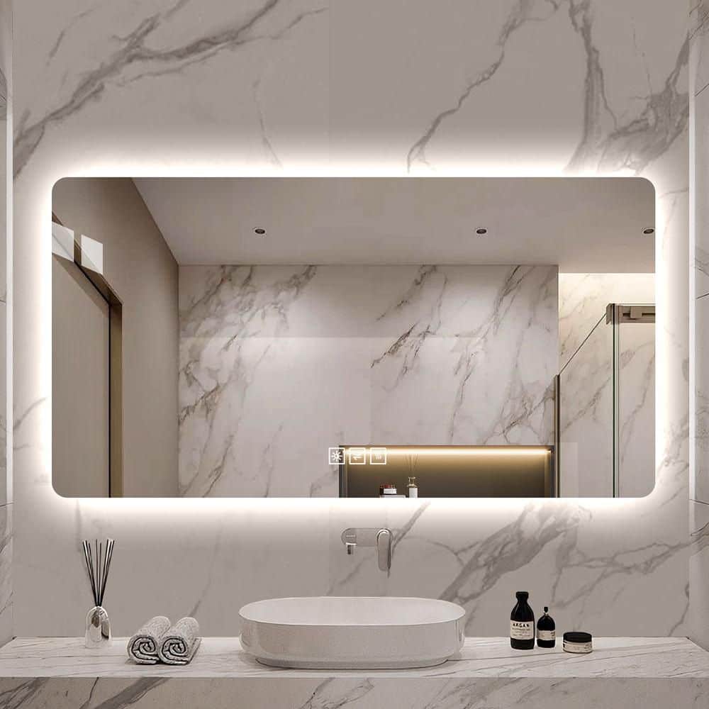 48 in. W x 24 in. H Rectangular Frameless LED Wall Bathroom Vanity Mirror in Silver price history on PriceWatchPro