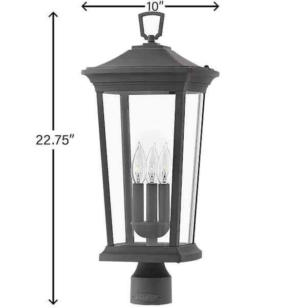 HINKLEY - Bromley 3-Light Museum Black LED Outdoor Post or Pier Mount