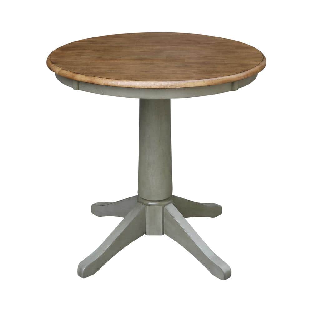 30'' Round Hickory and Stone Solid Wood Dining Table with 2 Ladder Back Chairs