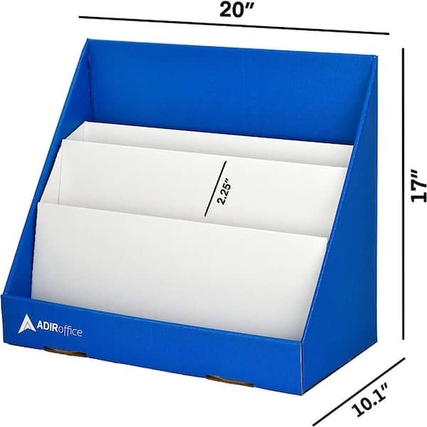 AdirOffice - 3-Tiered Cardboard Bookshelf in Blue (4-Pack)