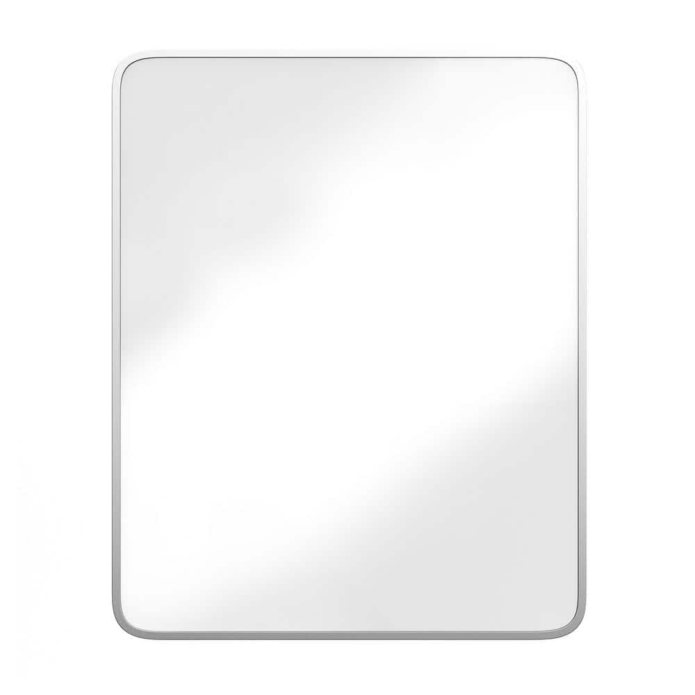 Jolie 24 in. W x 29.75 in. H Rectangular Glass Recessed Bathroom Medicine Cabinet with Mirror and Metal Frame in Silver price history on PriceWatchPro