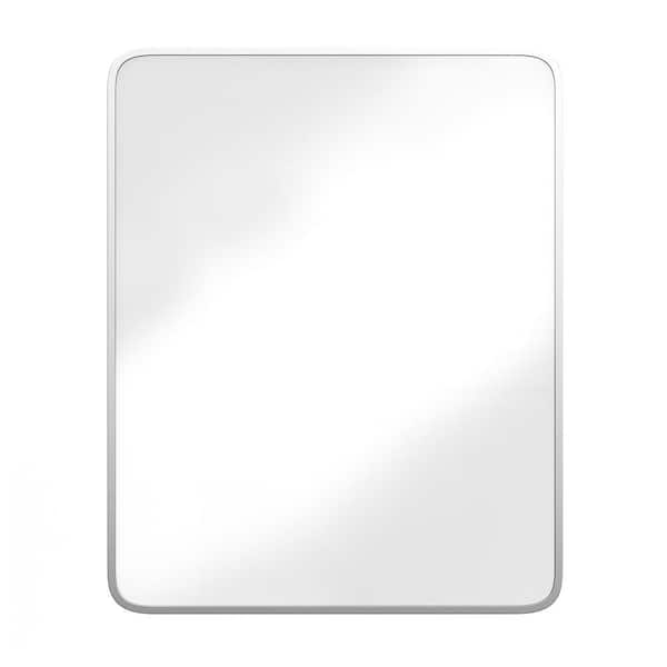 Carnegy Avenue Jolie 24 in. W x 29.75 in. H Rectangular Recessed Bathroom Medicine Cabinet with Mirror Reversible Metal Frame in Silver