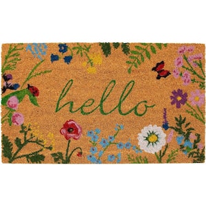 Multi-Colored 36 in. x 24 in. Coir Non-Slip Indoor/Outdoor Door Mat