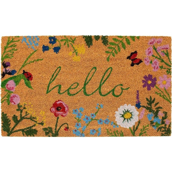 HomeRoots Multi-Colored 36 in. x 24 in. Coir Non-Slip Indoor/Outdoor Door Mat