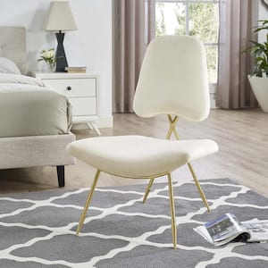 Ponder Upholstered Velvet Lounge Chair in Ivory