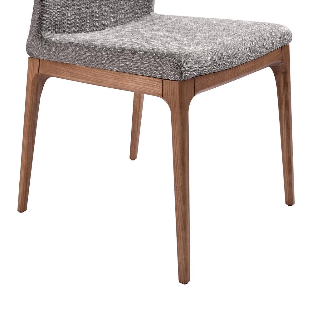Parker 19'' Gray Fabric and Walnut Wood Mid-Century Side Chair