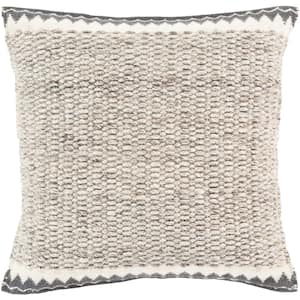 Monza Ivory Woven Polyester Fill 18 in. x 18 in. Decorative Pillow