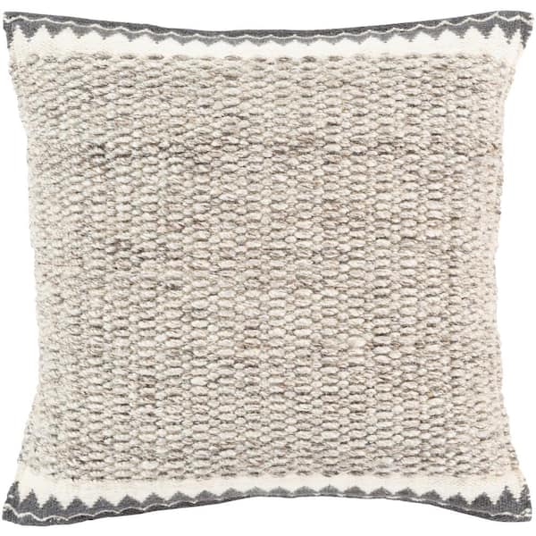 Livabliss Monza Ivory Woven Polyester Fill 18 in. x 18 in. Decorative Pillow