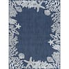 Tayse Rugs Eco Coastal Navy 4 ft. x 6 ft. Indoor/Outdoor Area Rug ...