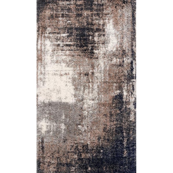 Retro Ivory 6 ft. 6 in. x 9 ft. 4 in. Modern Abstract Area Rug