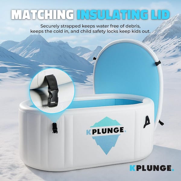 Kodiak 1-Person 0-Jet Inflatable Cold Plunge Ice Bathtub/Hot Tub with PVC Insulated Lid Hand Pump and Repair Kit in Gray