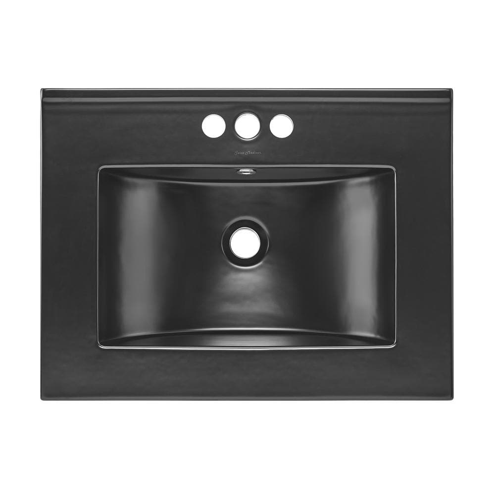 Matte Black Ceramic 24" Vanity Top Bathroom Sink