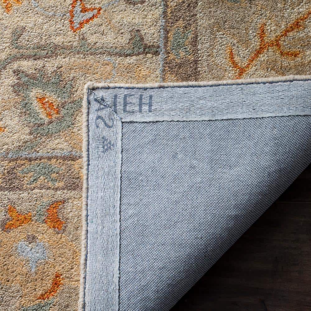 Antiquity Beige and Multicolor Hand-Tufted Wool Runner Rug