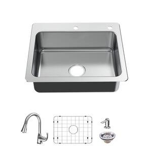 Glacier Bay Bratten All-in-One Drop-In/Undermount 18G Stainless Steel ...