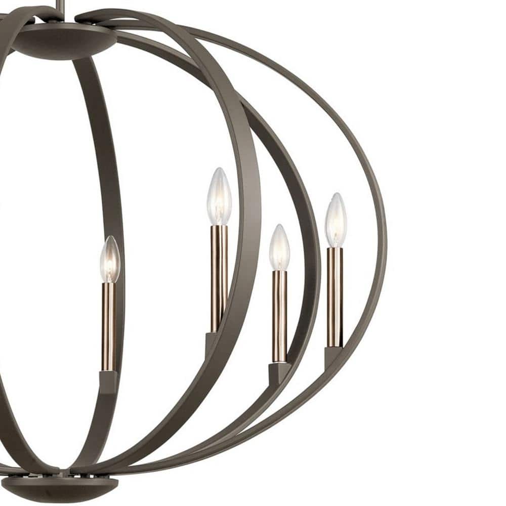 Elata 36" Pewter and Bronze 8-Light Candle Chandelier