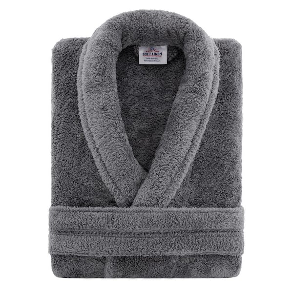 Hooded Luxury Black Taupe Fleece Robe – Slumber Hut