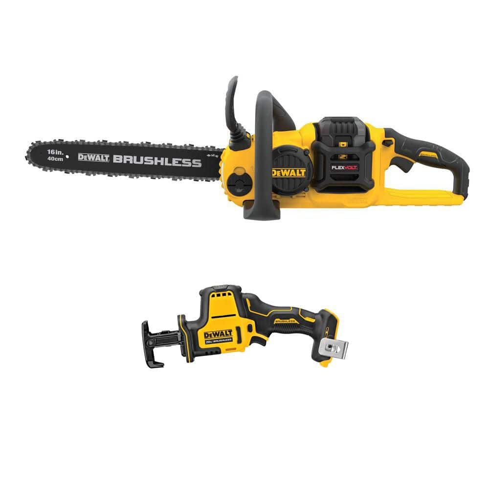 FLEXVOLT 60V MAX 16in. Brushless Cordless Battery Powered Chainsaw Kit & 20V Reciprocating Saw w/ 2 Ah Battery & Charger price history on PriceWatchPro