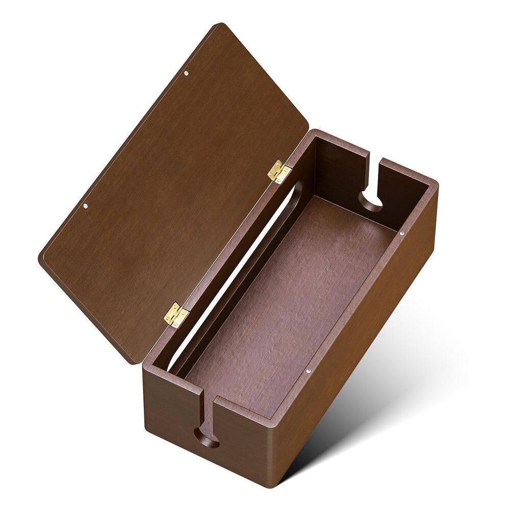 Solid Wood Cable Management Box Magnetic Lid Desk Cord Organizer Power Strip Hider Natural Finish 1 Piece price history on PriceWatchPro