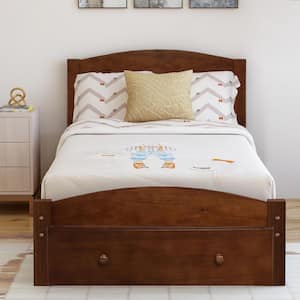 Twin Size Walnut Platform Bed Frame with Drawers Twin Bed Frame with Storage Wood Platform Twin Size Kid Bed Frame