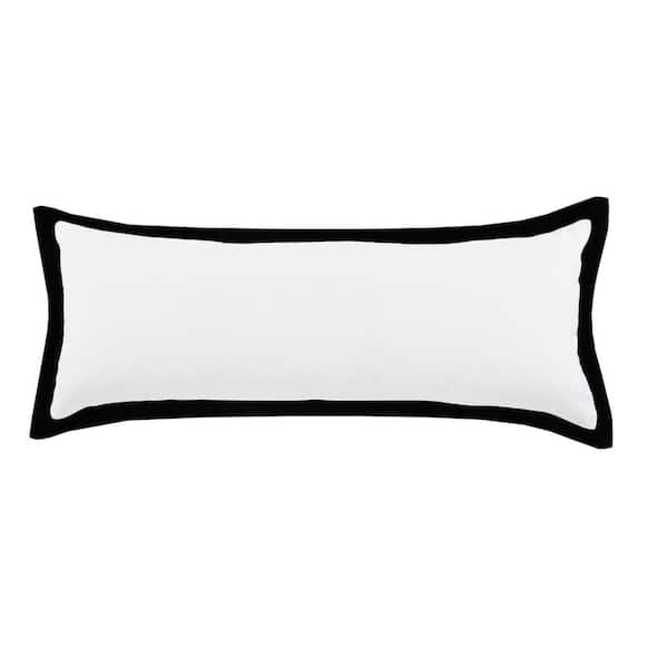 LR Home Empire White /Black Border Soft Poly-Fill 14 in. x 36 in. Throw Pillow