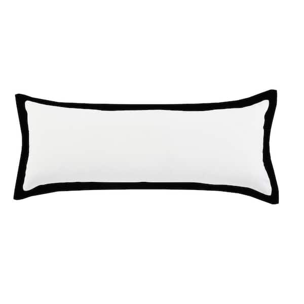 Unbranded Empire White /Black Border Soft Poly-Fill 14 in. x 36 in. Indoor Throw Pillow