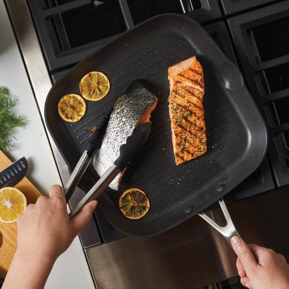 11.25 in. Hard Anodized Aluminum Induction Grill Pan Black - thumbnail 4