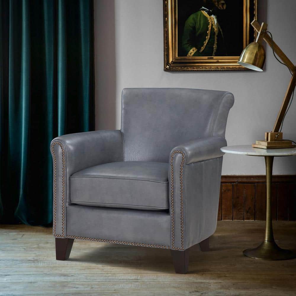 Kailee Burnish Gray Leather Upholstery Accent Chair